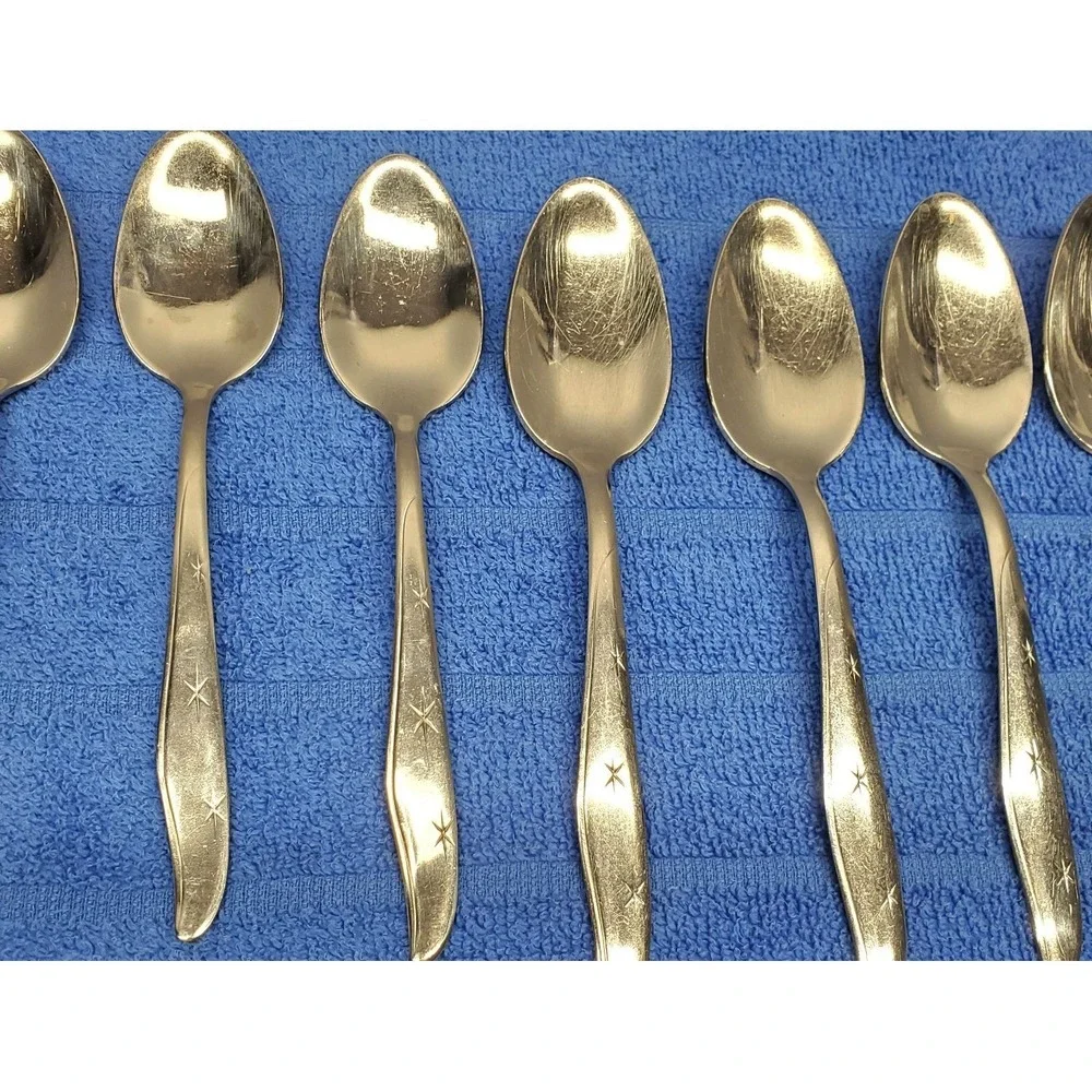 Vintage‎ MCM MarCrest Atomic Starburst Flatware Lot of 36 Stainless Spoons USA